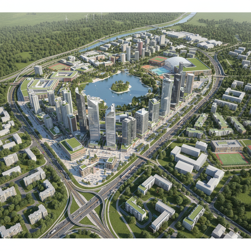 Phối cảnh tổng mặt bằng khu đô thị mới